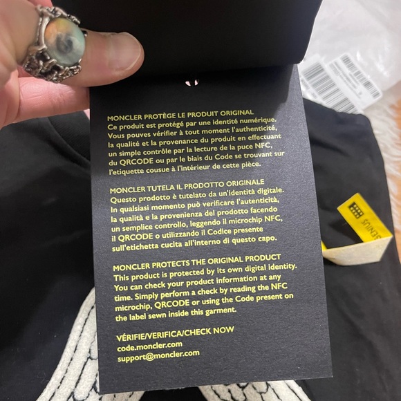 NWT Men’s Size Small Moncler X Palm Angels Wing Logo Tee 100% Cotton In Black - Picture 13 of 17